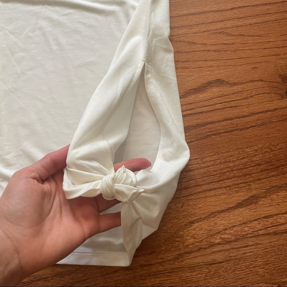 NWT Athleta Cloudlight Asymmetrical Side Tie Ivory Sleeveless Tank Top XL - Picture 6 of 13